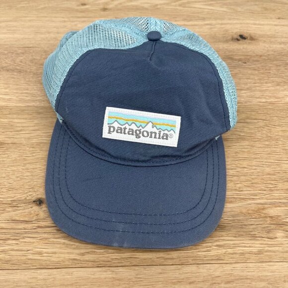 Patagonia Womens Pastel Big Logo Trucker Snapback Hat One Size Blue Adjustable - Picture 1 of 9
